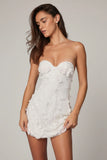 Embellished Bandeau A line Mini Dress in White