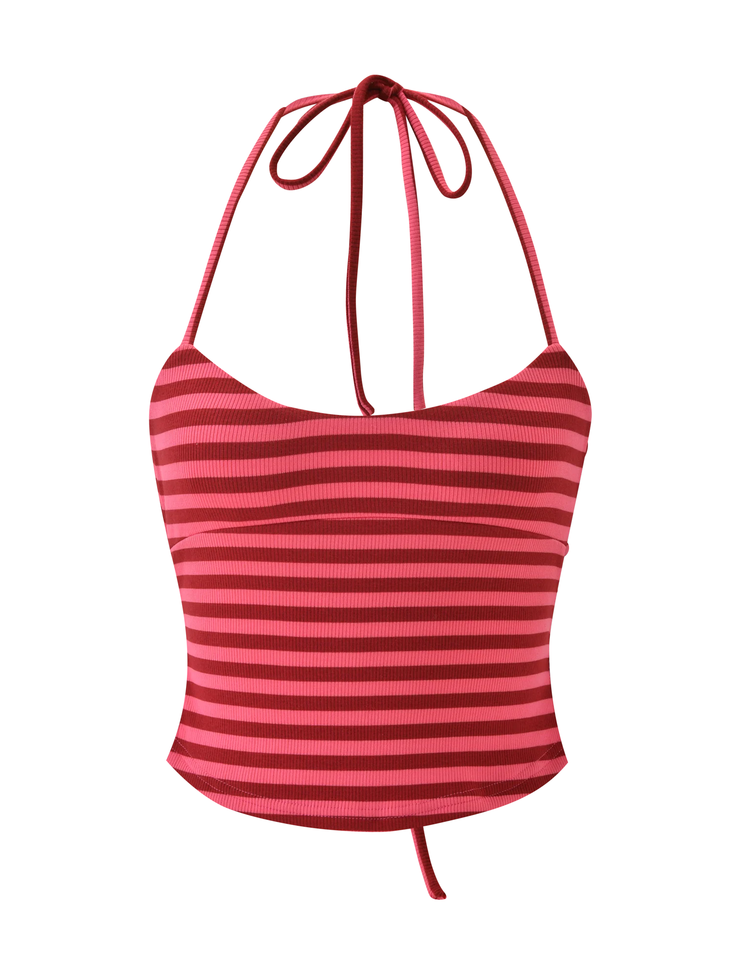 CERYS RIB TOP PINK RED STRIPE