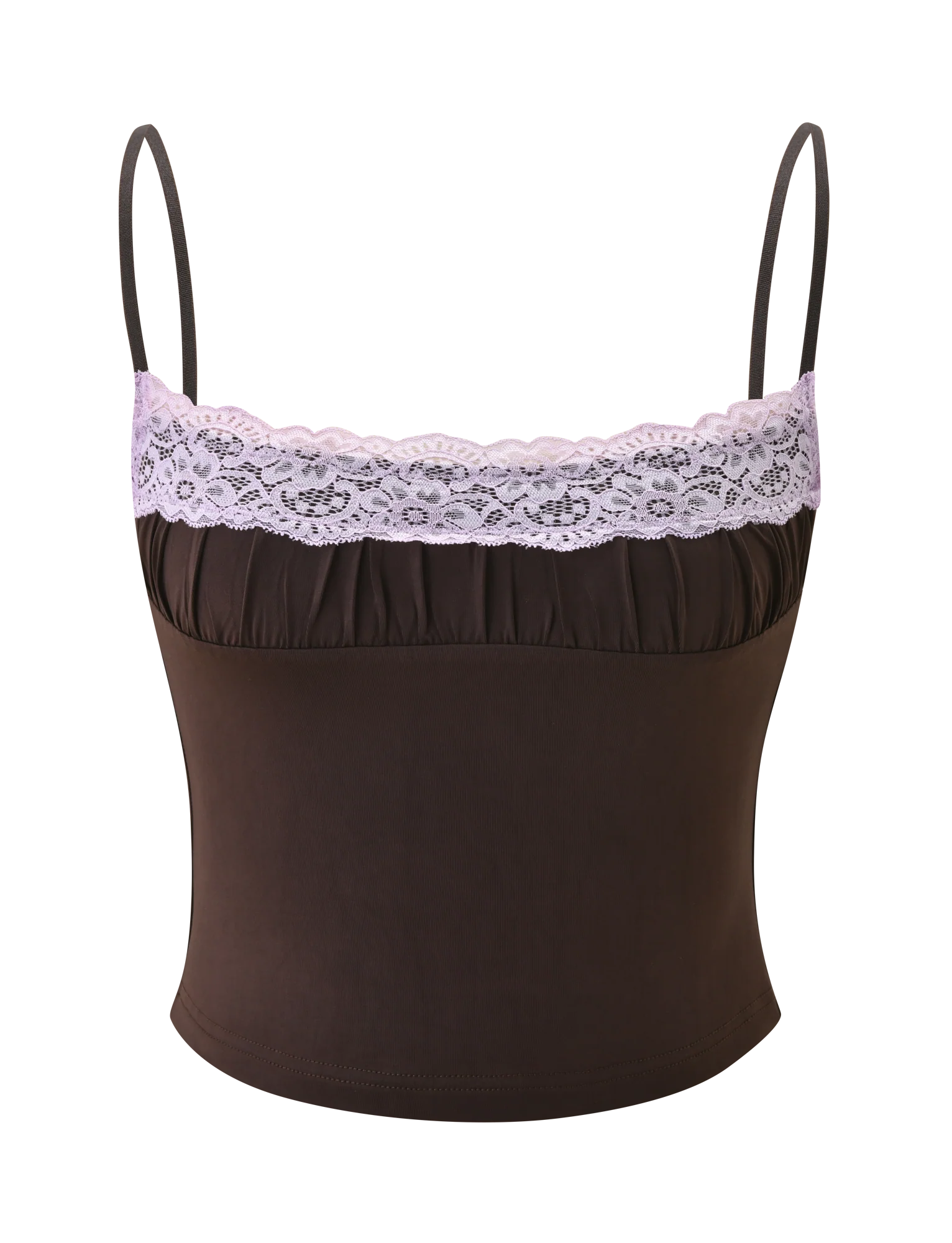 PARISA LACE RUCHED CAMI BROWN AND LILAC