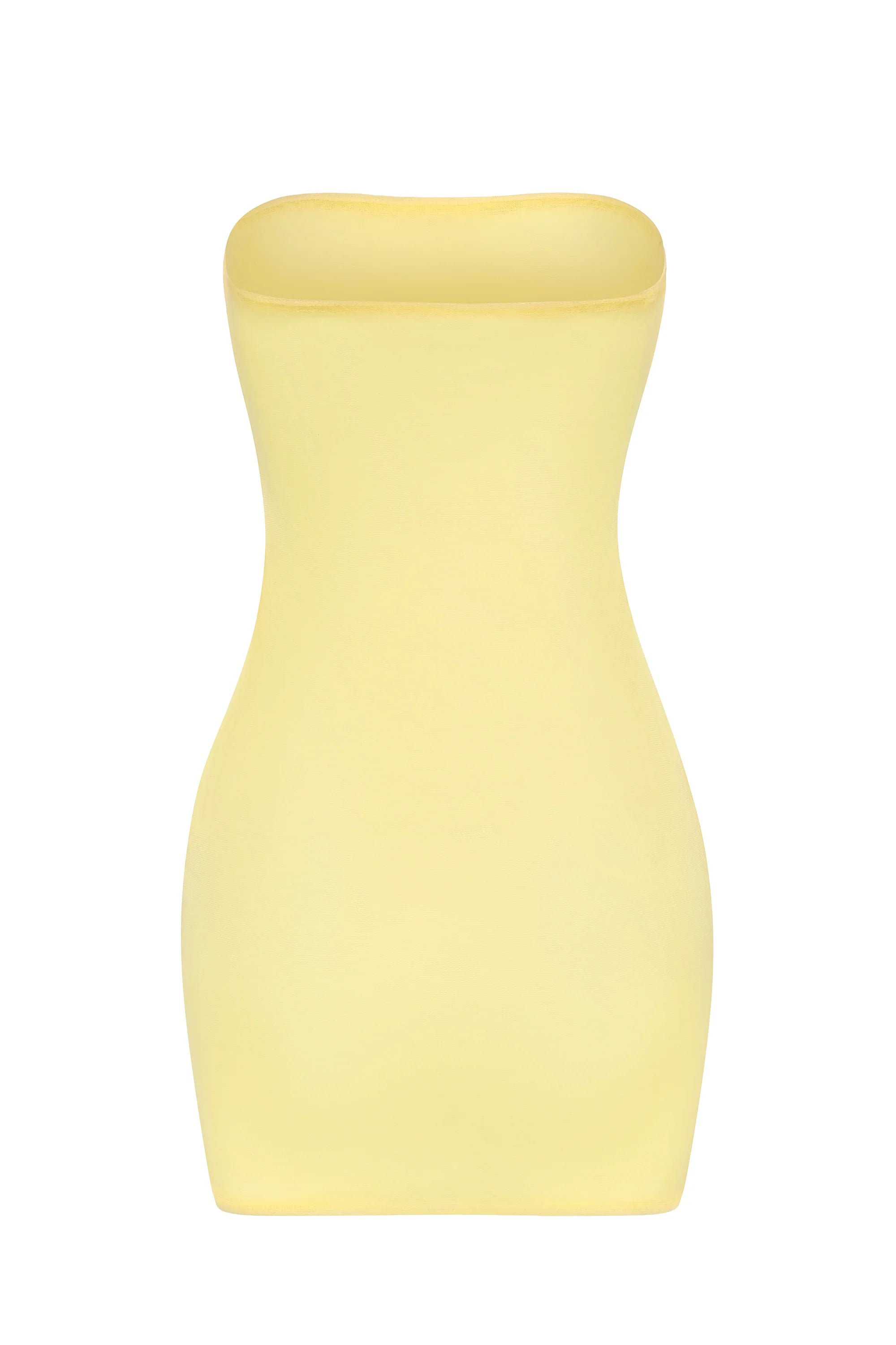Soft Sheer Mesh Bandeau Mini Slip Dress in Yellow