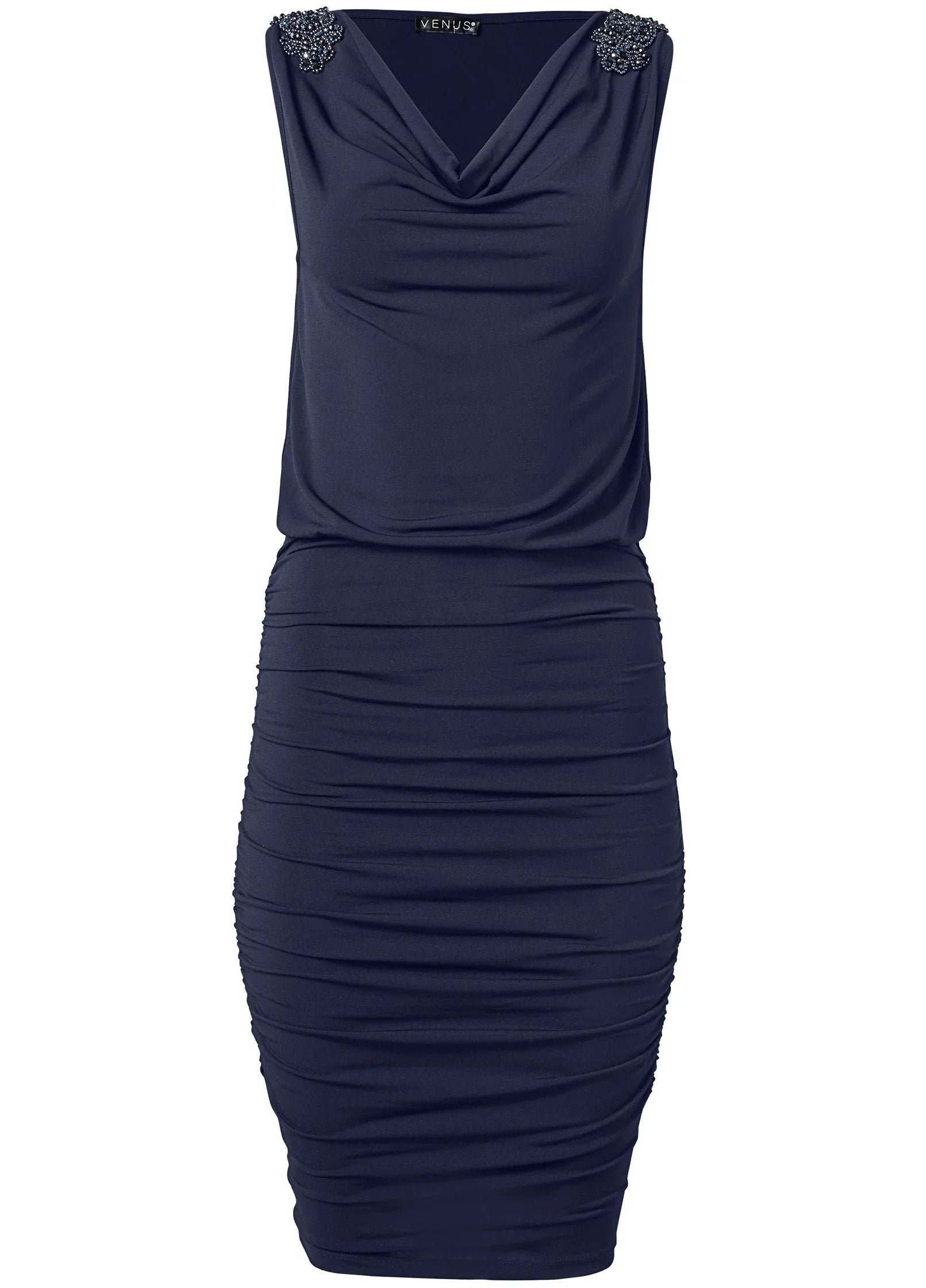 Embellished Sleeve Dress Navy