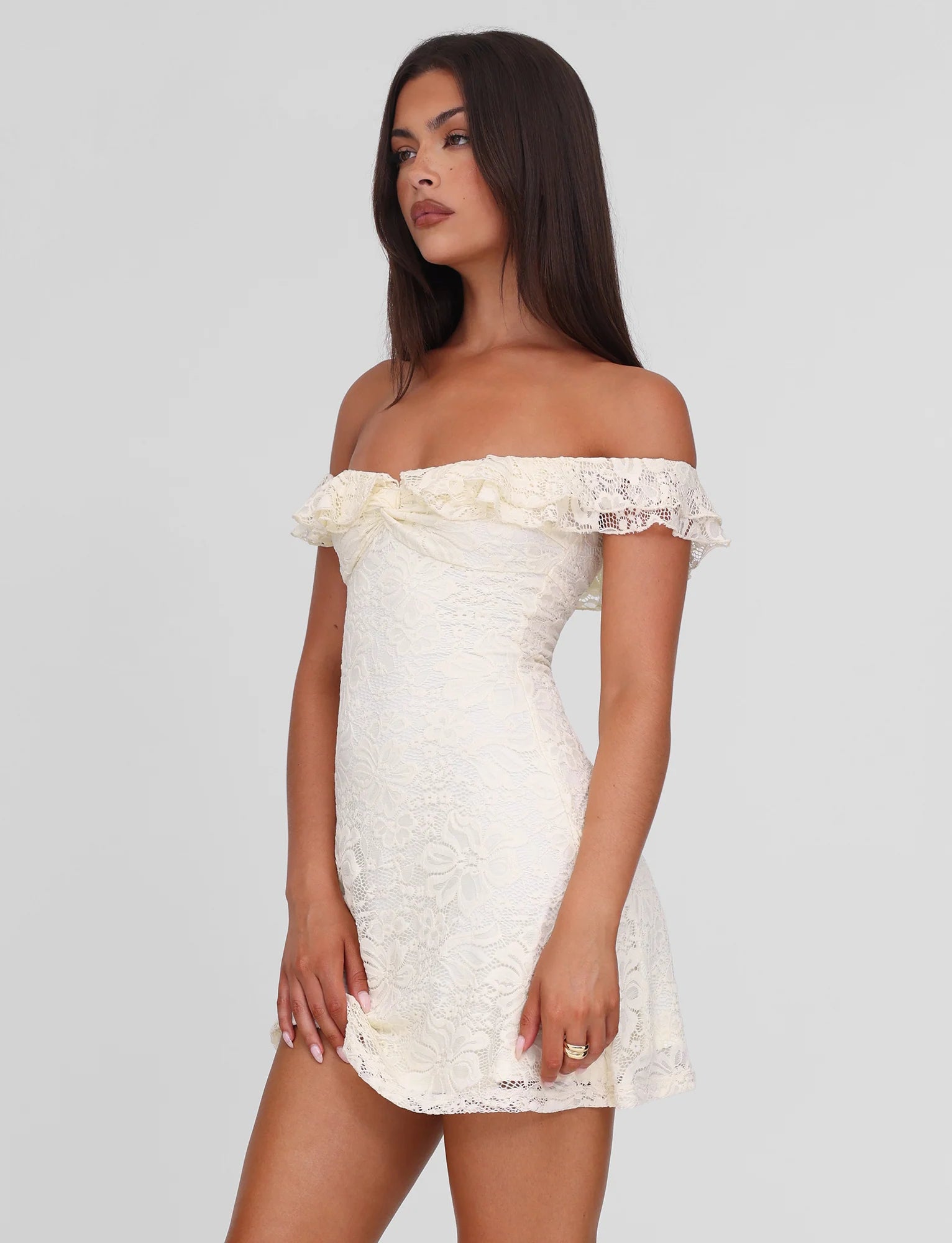 DENALI LACE MINI DRESS CREAM LACE