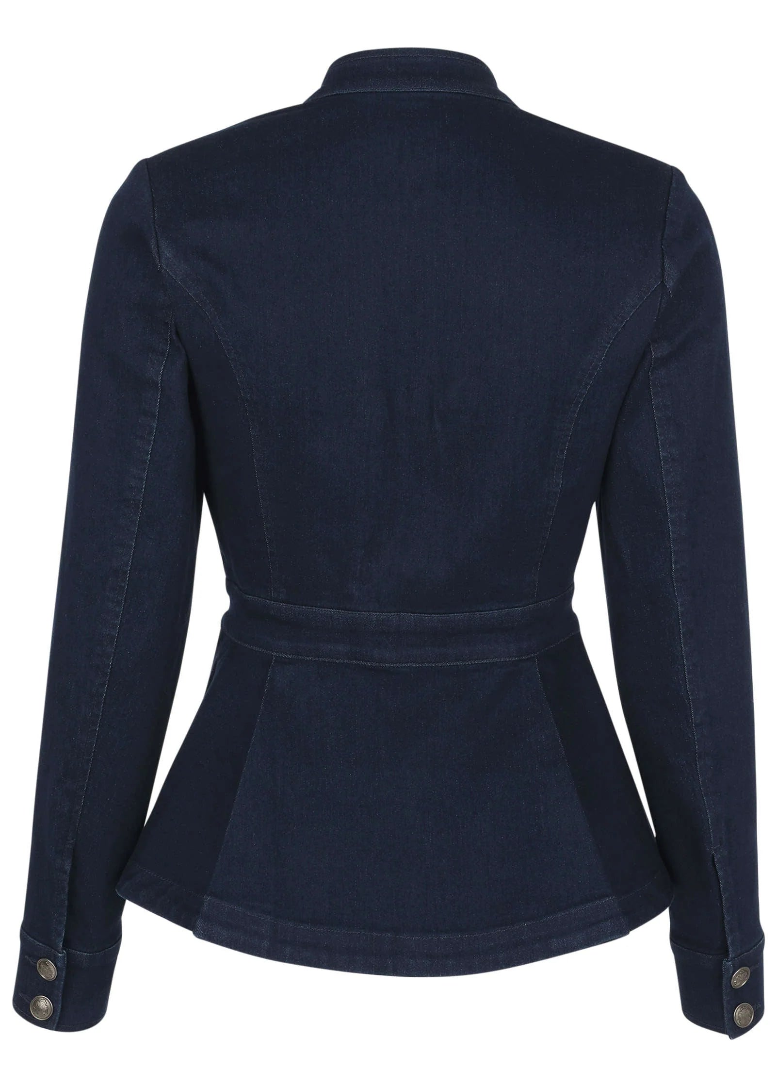 Denim Peplum Blazer Dark Rinse Wash