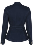Denim Peplum Blazer Dark Rinse Wash