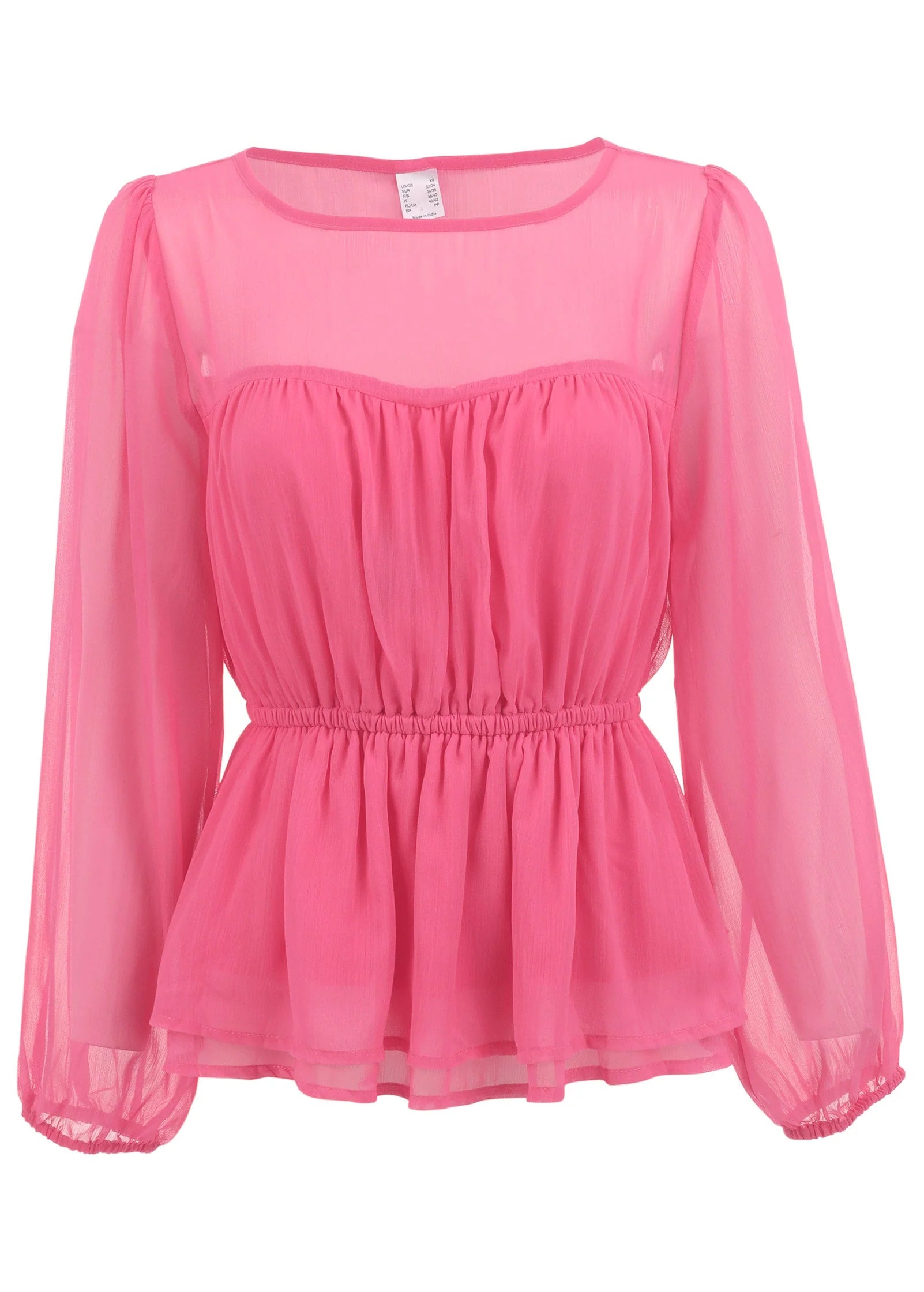Sheer Beauty Blouse Hot Pink