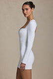 Cut Out Heart Detail Bodycon Mini Dress in White