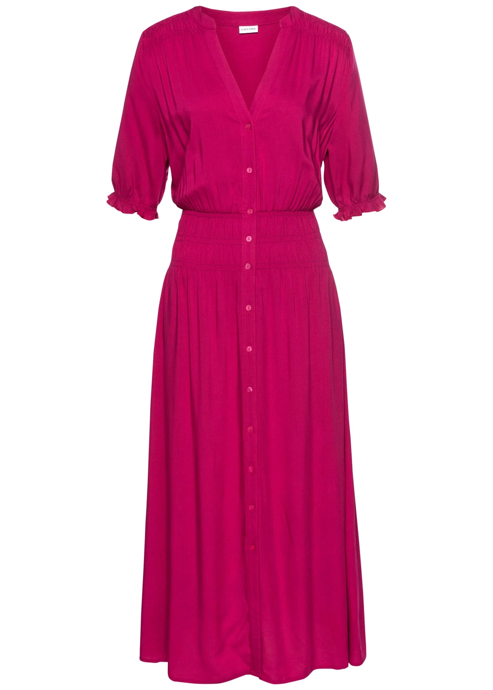 Button Front Maxi Dress Pink