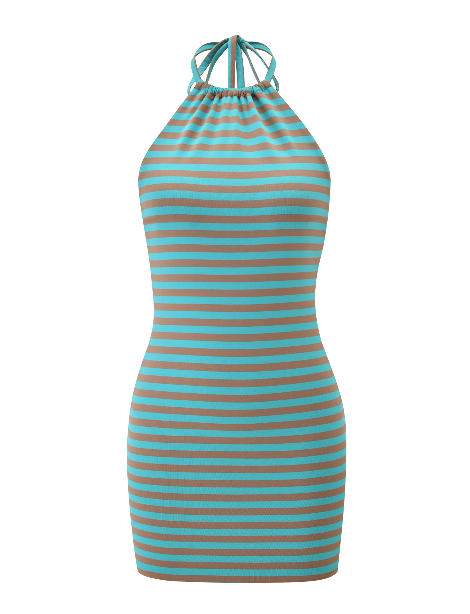 DILLON DRESS 20 MUSHROOM AQUA STRIPE