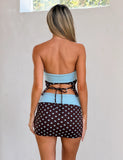 IMOGEN TUBE TOP BROWN AND BLUE POLKA DOT