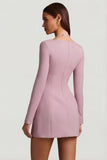Pinstripe Structured A Line Mini Dress in Mauve