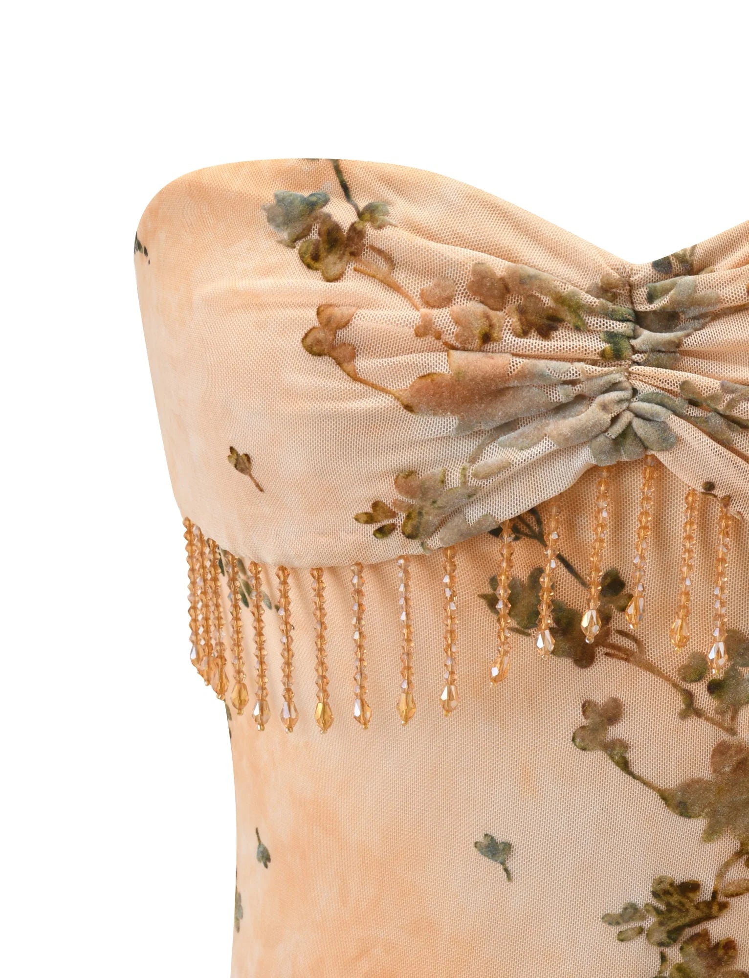 OONA BURN OUT FRINGE TOP TAN