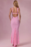 Lace Sweetheart Neck Gown in Blush Pink