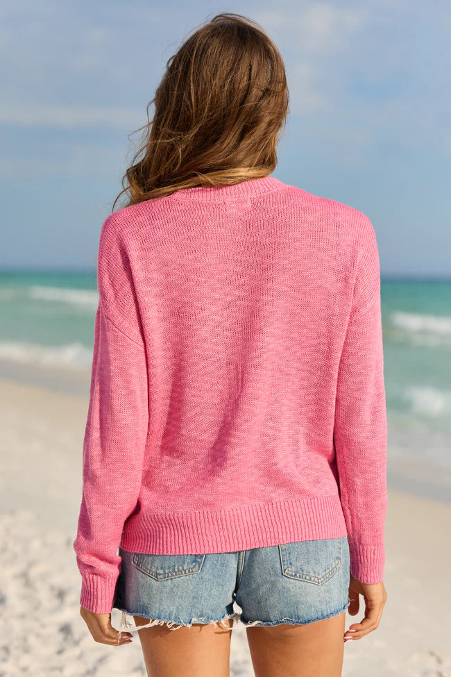 Are We There Yet Orange and Pink Vacay Sweater