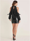 Cold Shoulder Bow Sweater Jet Black