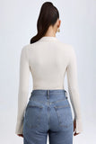 Modal Plunge V Neck Bodysuit in Ivory