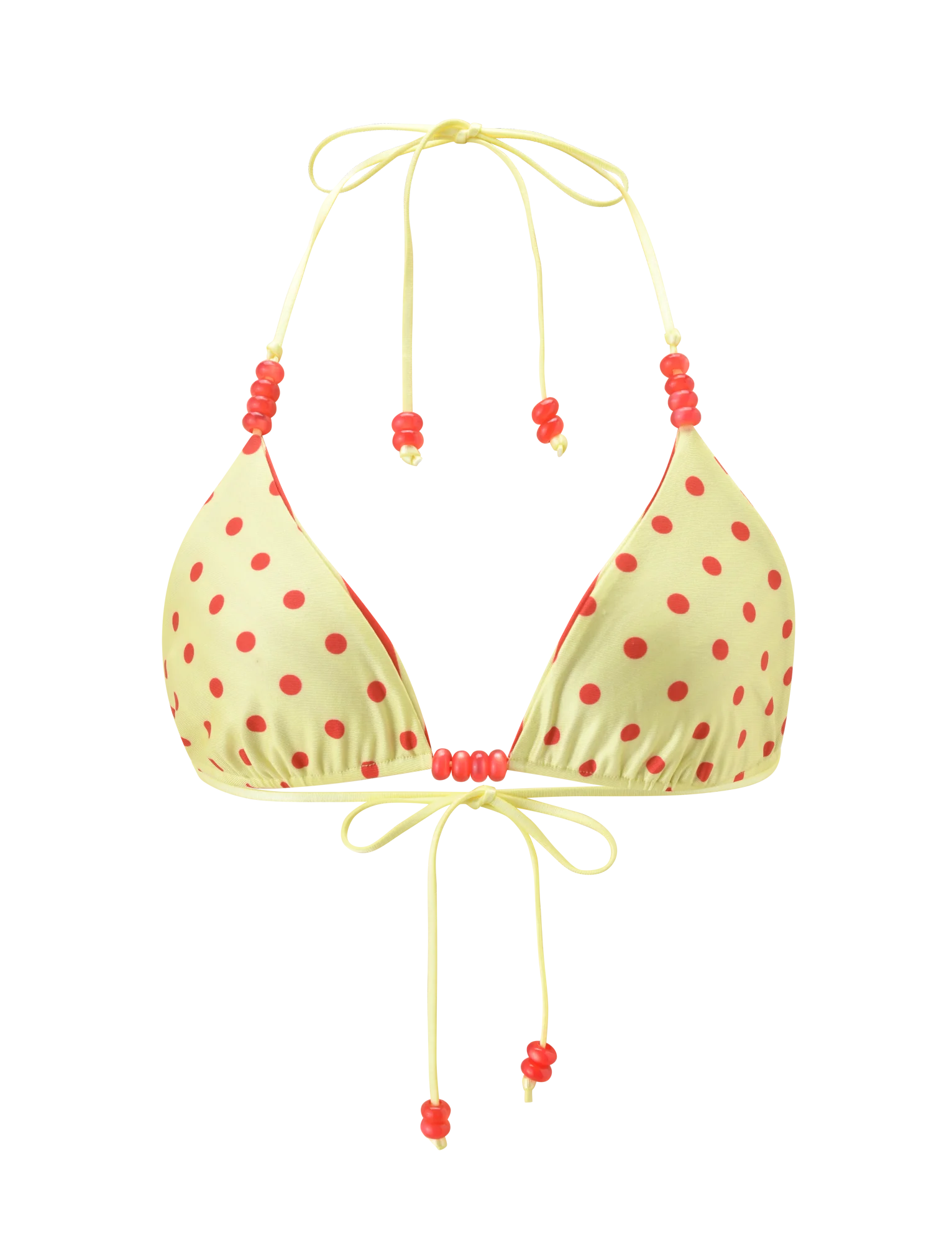 FINLEA REVERSIBLE BIKINI TOP RED YELLOW DOT AND STRIPE