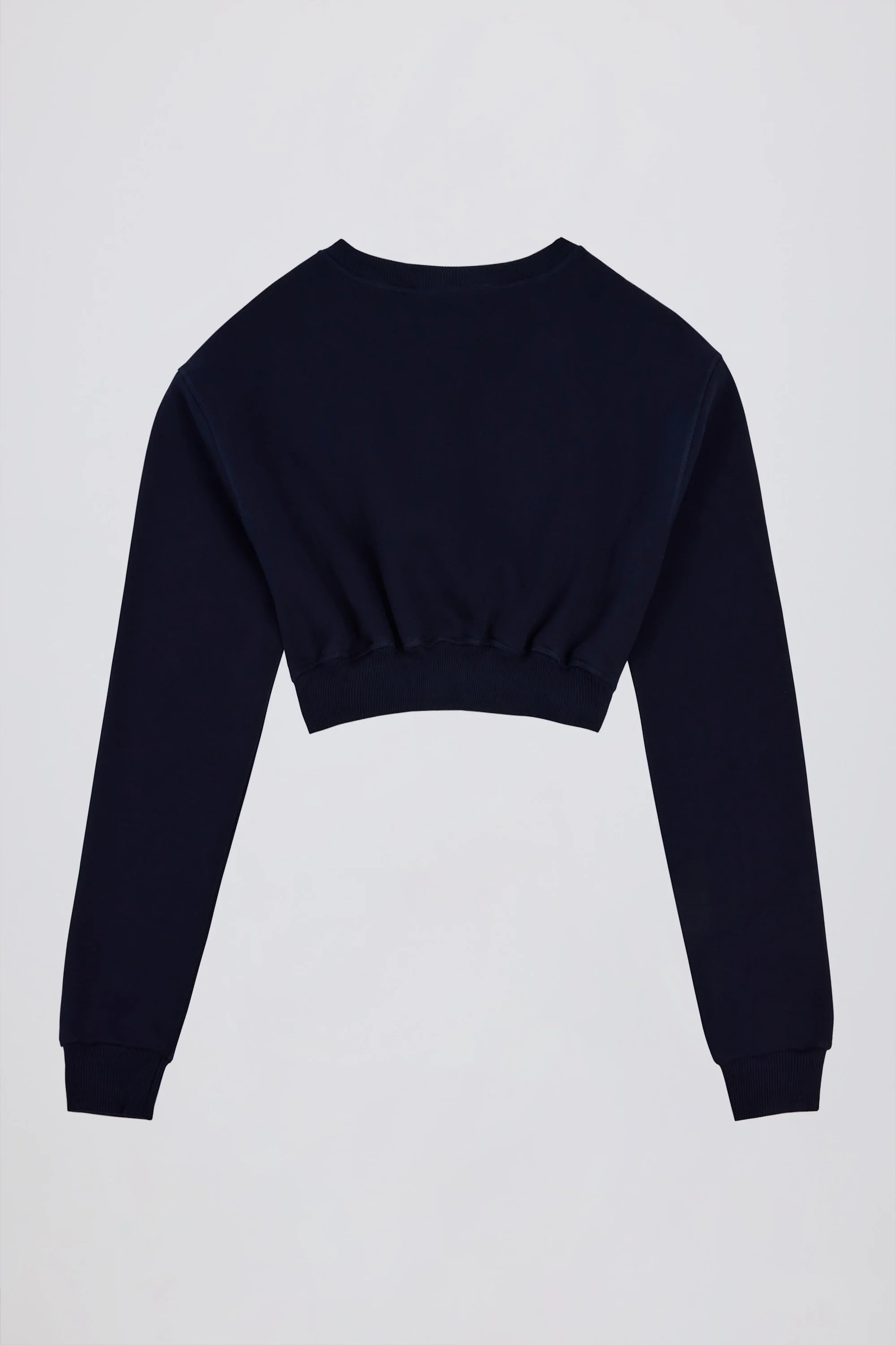 Brushed Jersey Button Up Cropped Cardigan in Classic Navy