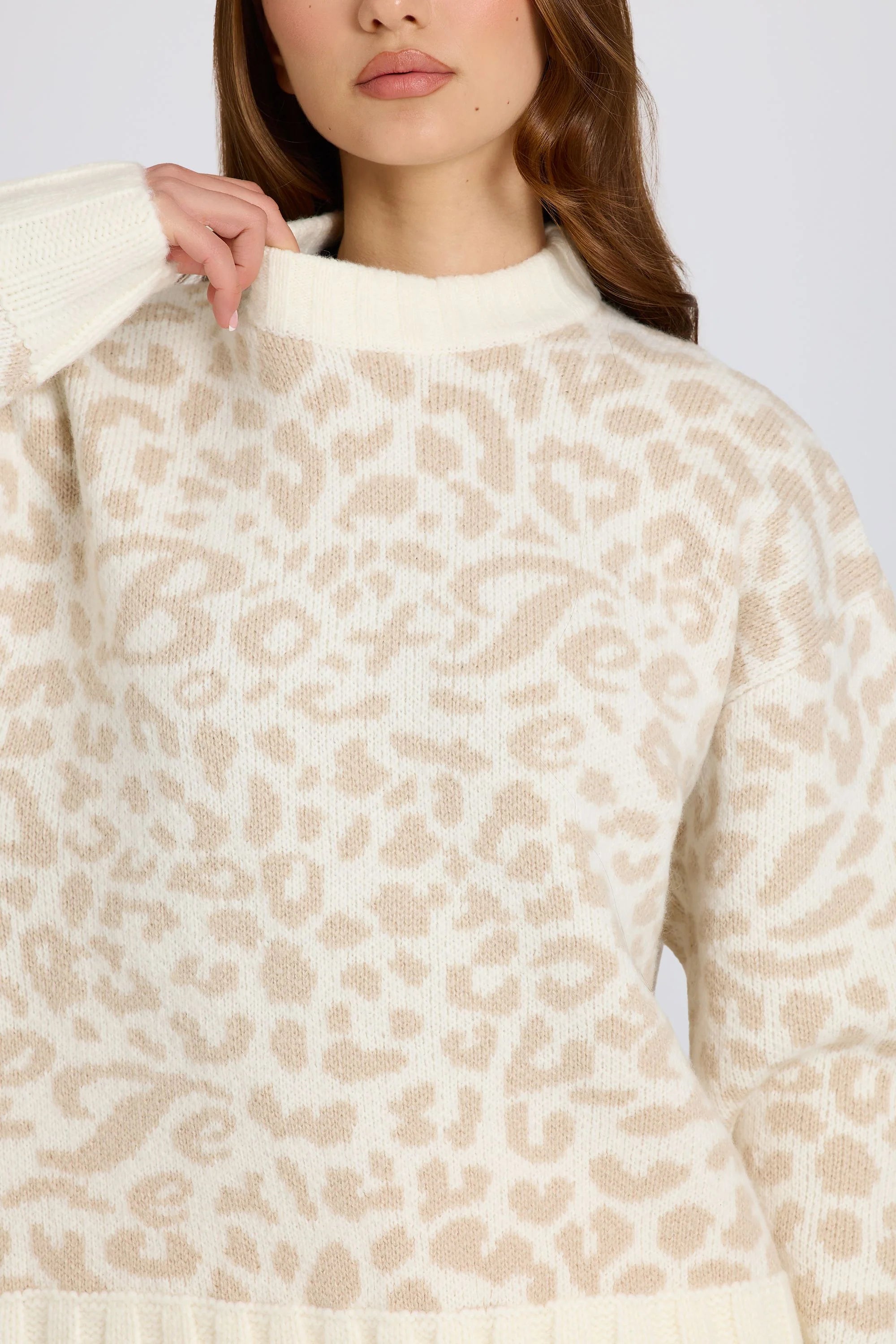 Jacquard Knit Oversized Jumper in Ice