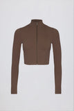 Soft Active Zip Up Cropped Jacket in Cocoa