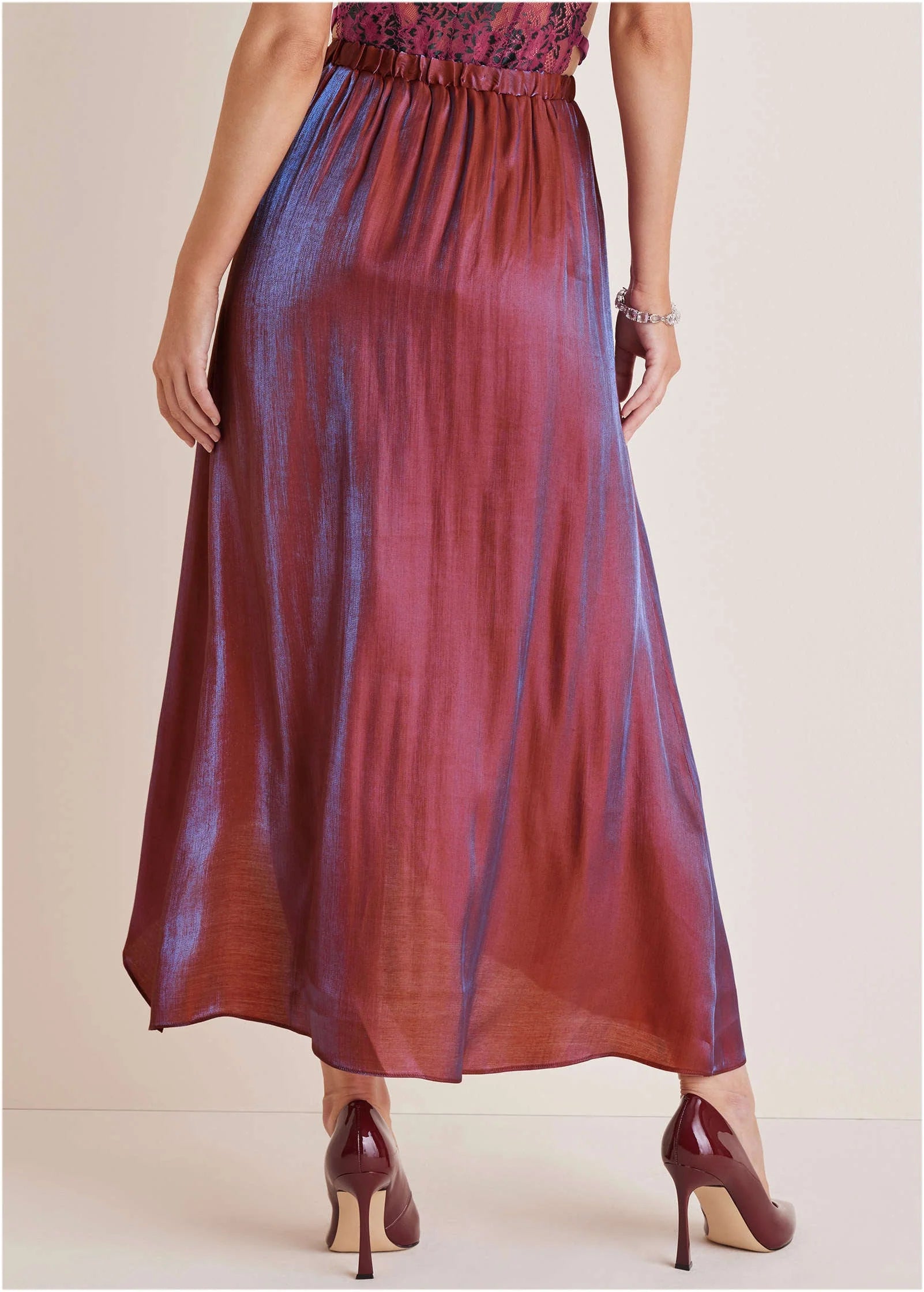 LamÃ Wrap Maxi Skirt Burgundy Lame