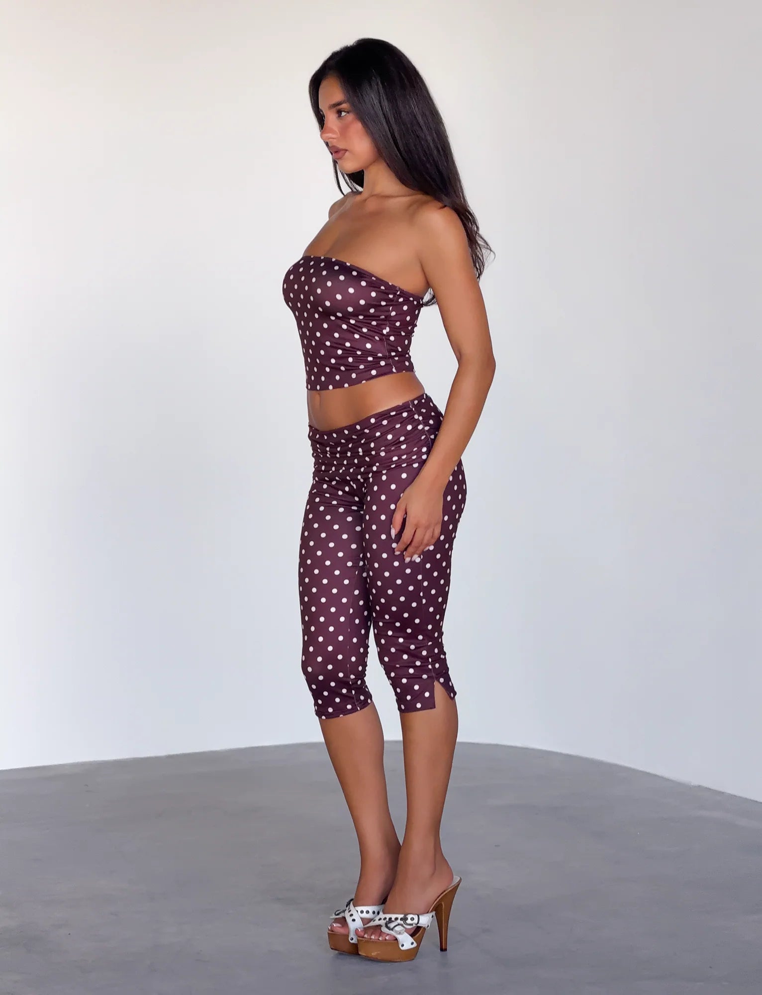 VALI POLKA DOT TOP CHOCOLATE PINK DOT