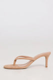 Heeled Thong Sandals in Soft Tan