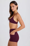 Soft Active V Waist Pocket Mini Shorts in Burgundy