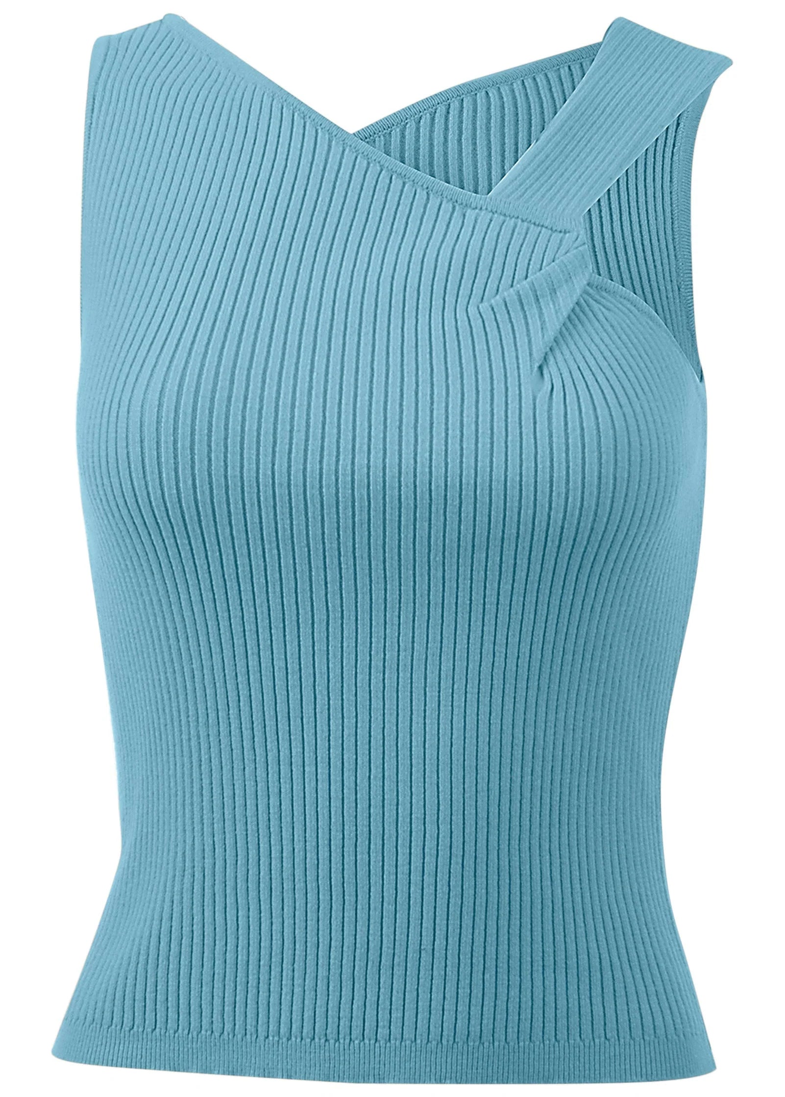 Twist Detail Sweater Tank Blue