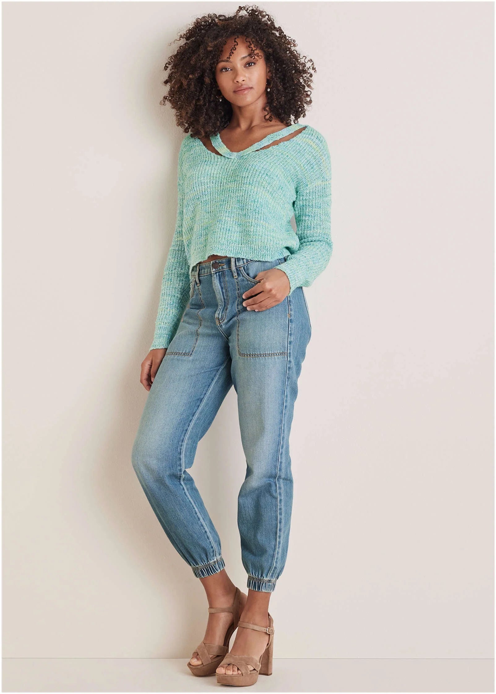 Spacedye V Neck Sweater Blue Multi