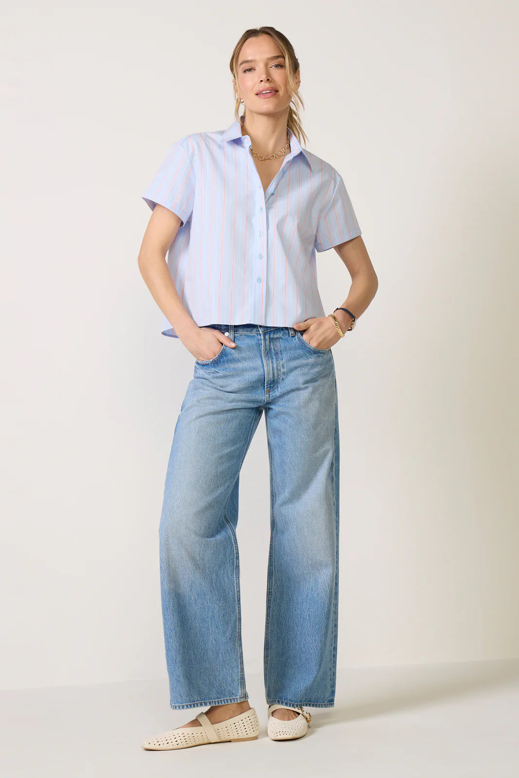 Boxy Crop Short Sleeve Shirt