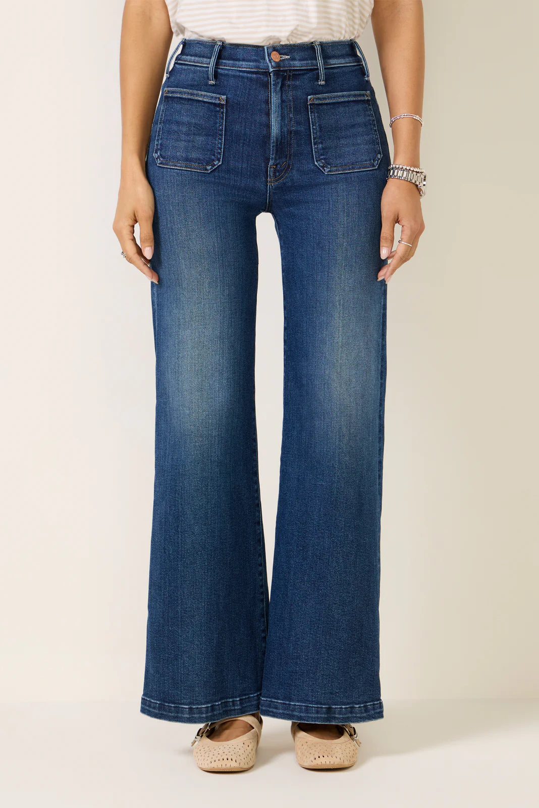 Hustler Roller Patch Pocket Skimp Wide Leg Jean