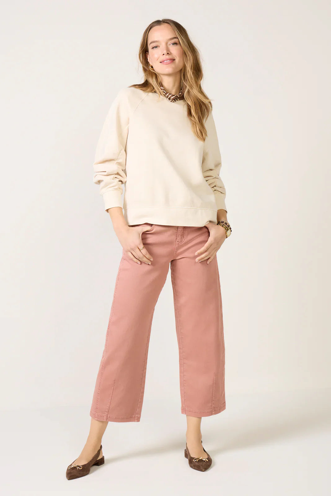 Shirred Sleeve Sweatshirt