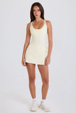 Ribbed Knit Tie Wrapover Skort in Cream
