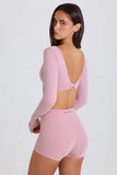 Long Sleeve Crop Top in Mauve