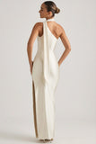 Asymmetric Scarf Detail Maxi Dress in Ivory