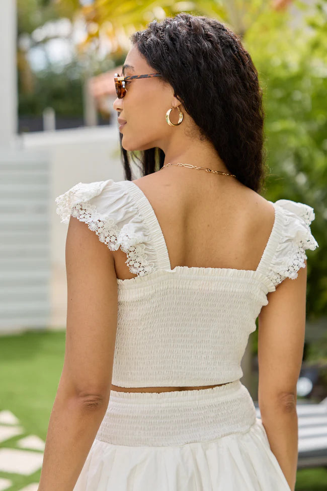 Sweet Talk White Flutter Shoulder Tank and Skort Set