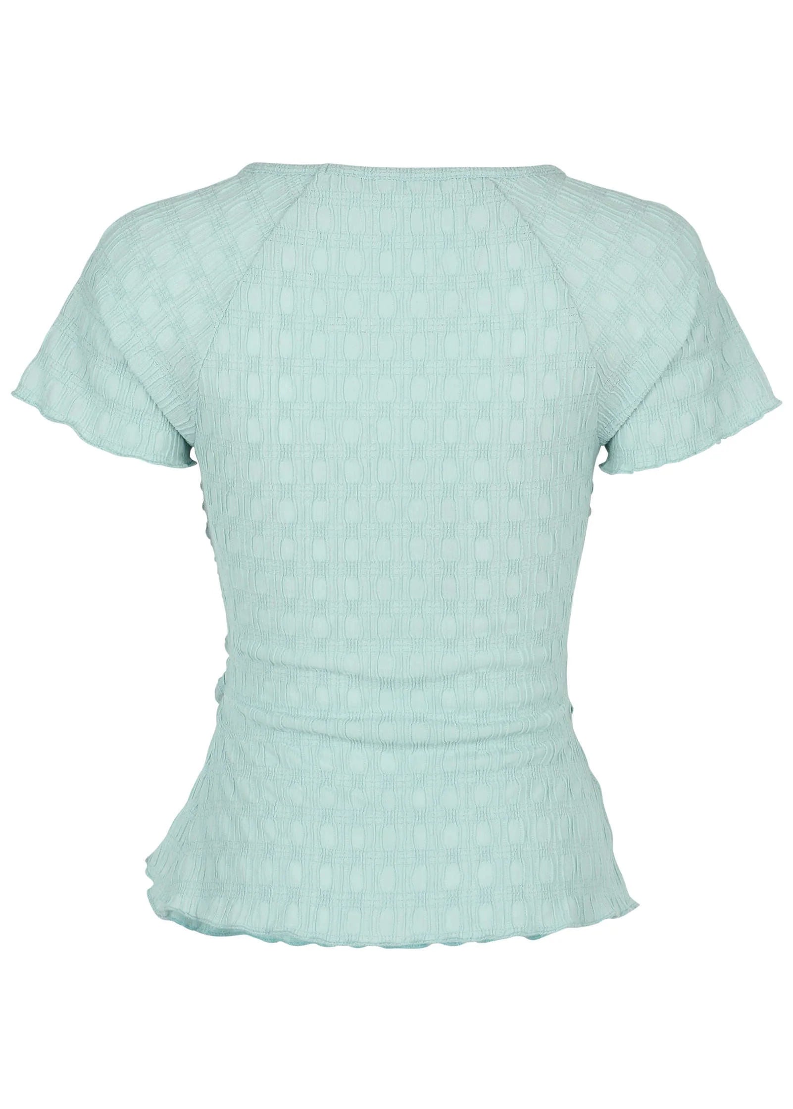 Bubbly Knit Wrap Top Dusty Mint