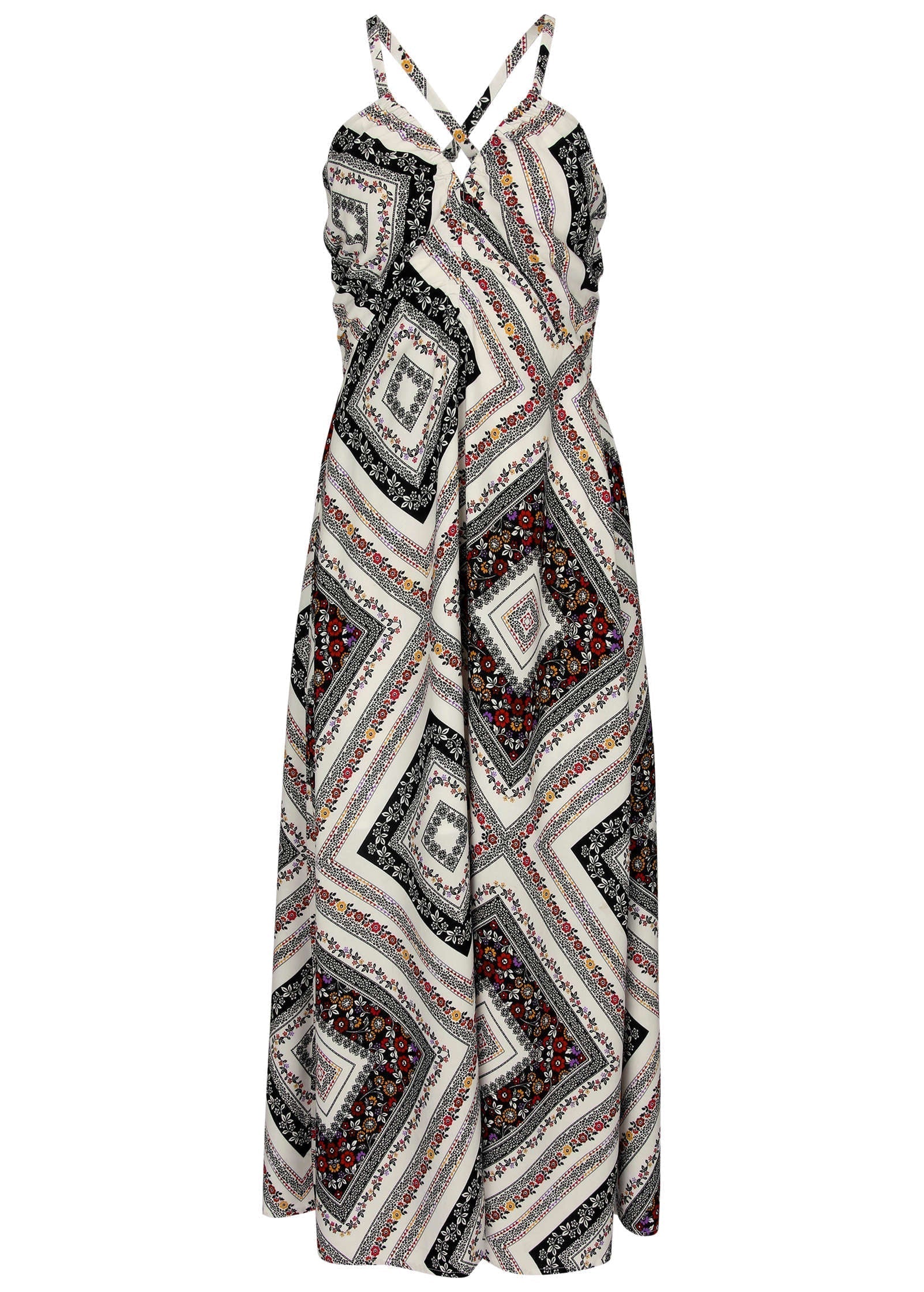 Strappy Back Maxi Dress Summer Prairie Patchwork Floral