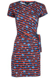 Tie Front T Shirt Dress Dark Gettysburg Gouache