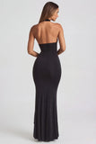 Ruffle Trim Halterneck Gown in Black