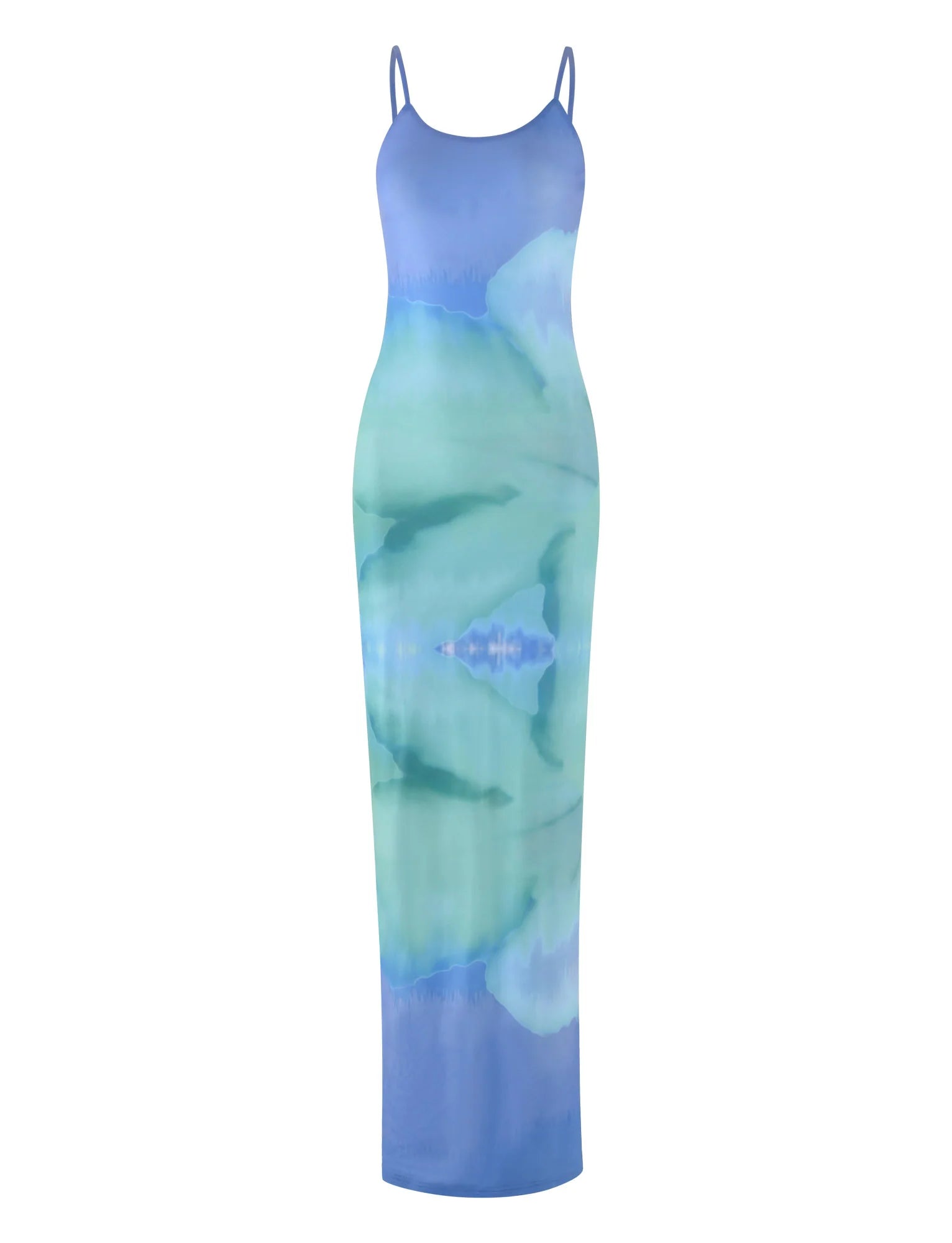 ARDON MAXI DRESS BLUE MACRO FLORAL BLUE HIBISCUS