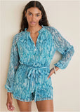 Crinkle Chiffon Romper Water Snake