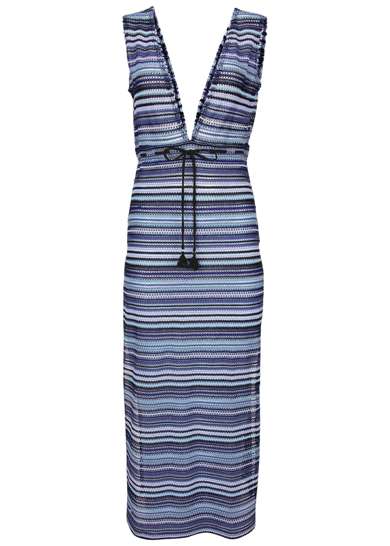 Crochet Maxi Cover Up Dress Navy Multi
