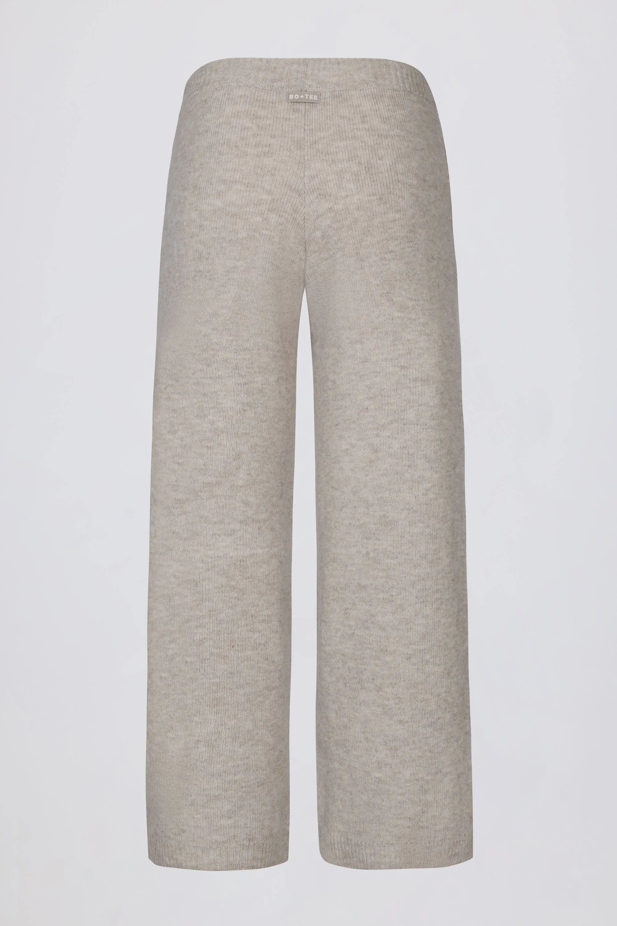 Knit Mid Rise Wide Leg Joggers in Beige
