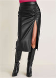 Faux Leather Midi Skirt Jet Black