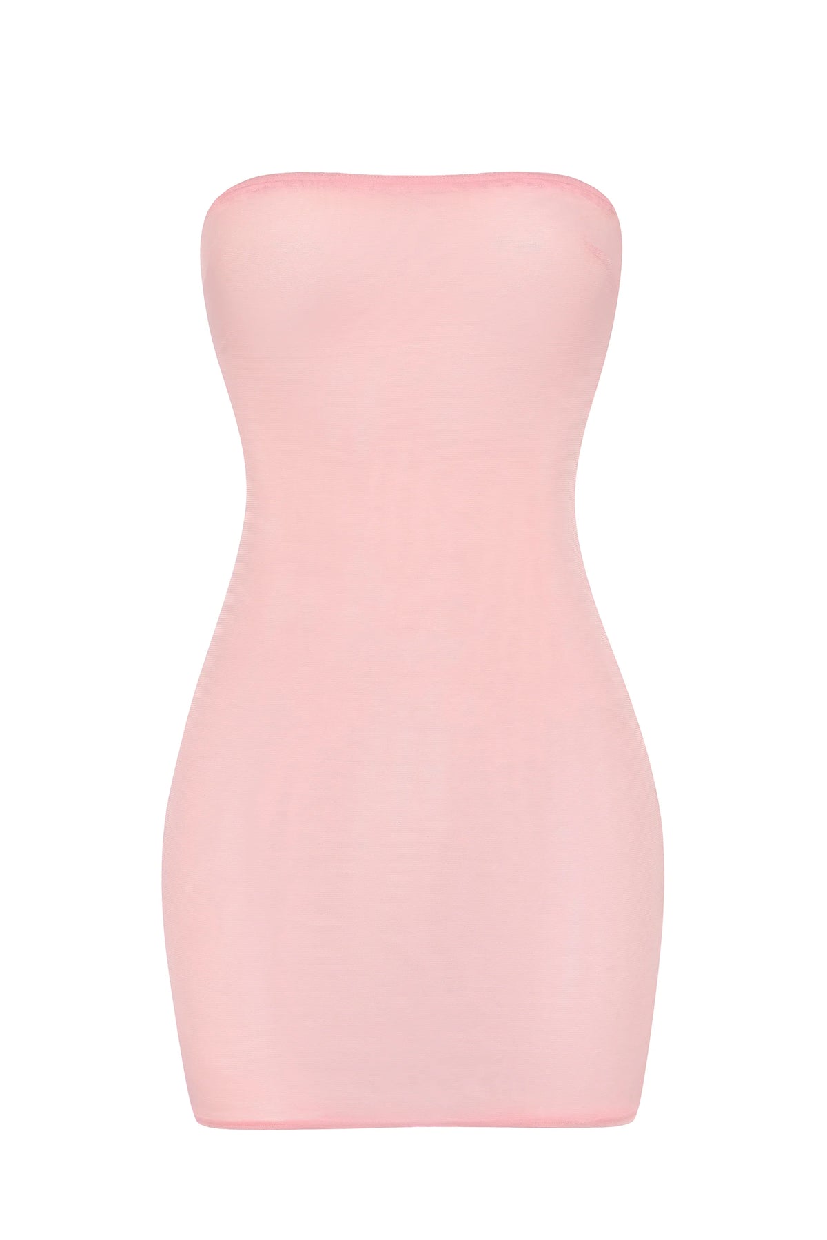 Soft Sheer Mesh Bandeau Mini Slip Dress in Pink