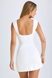 Modal Ruched A Line Mini Dress in White