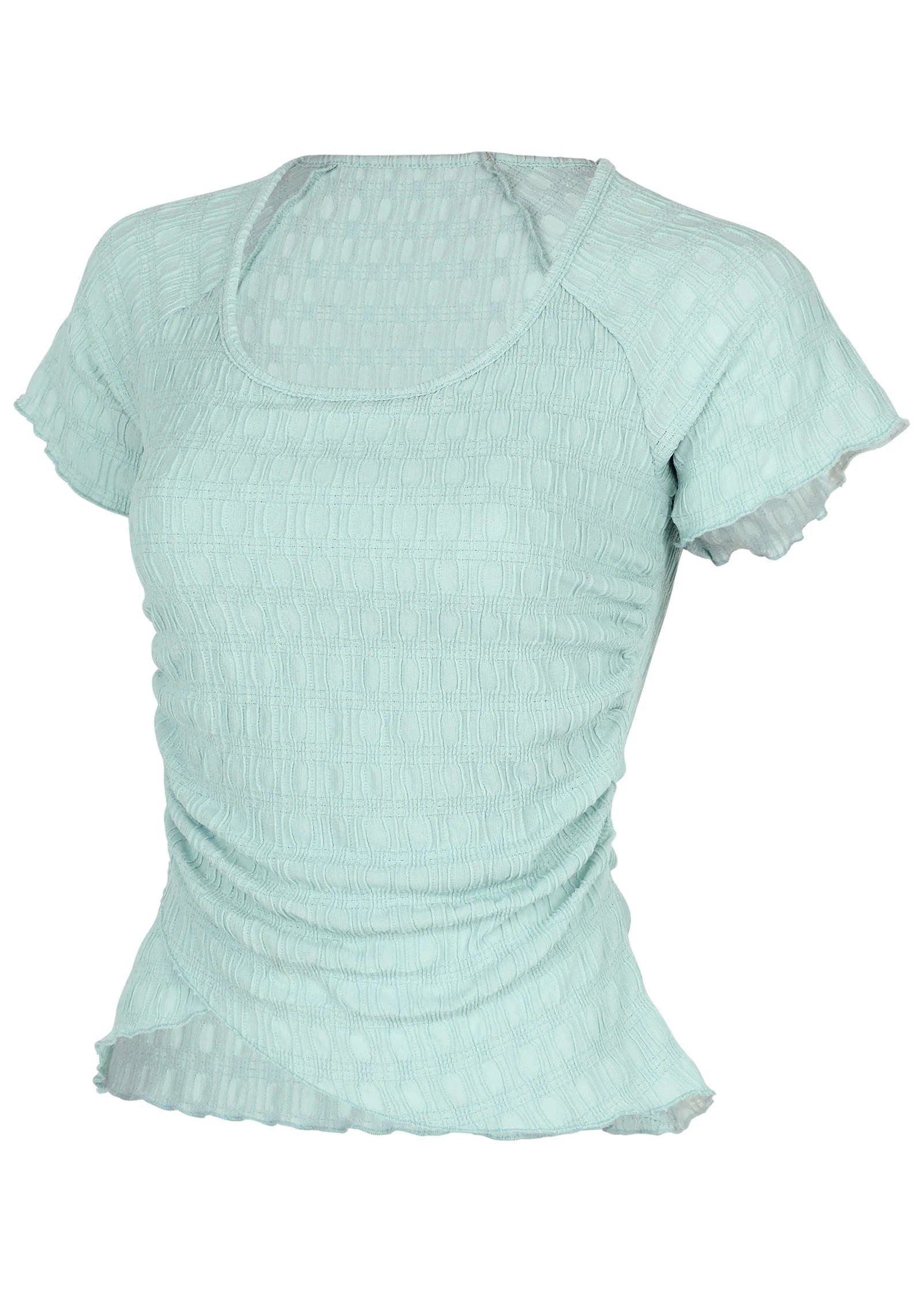 Bubbly Knit Wrap Top Dusty Mint