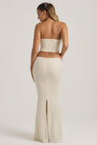 Embellished Cut Out Draped Corset Gown in White