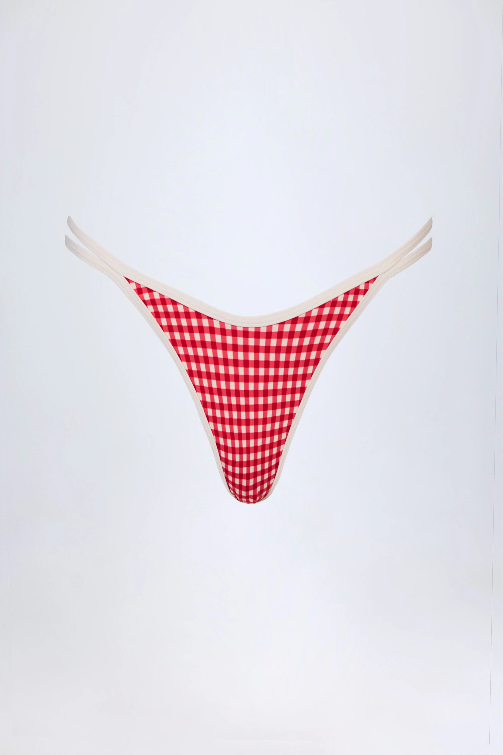 Double Strap Cheeky Bikini Bottoms in Red Gingham